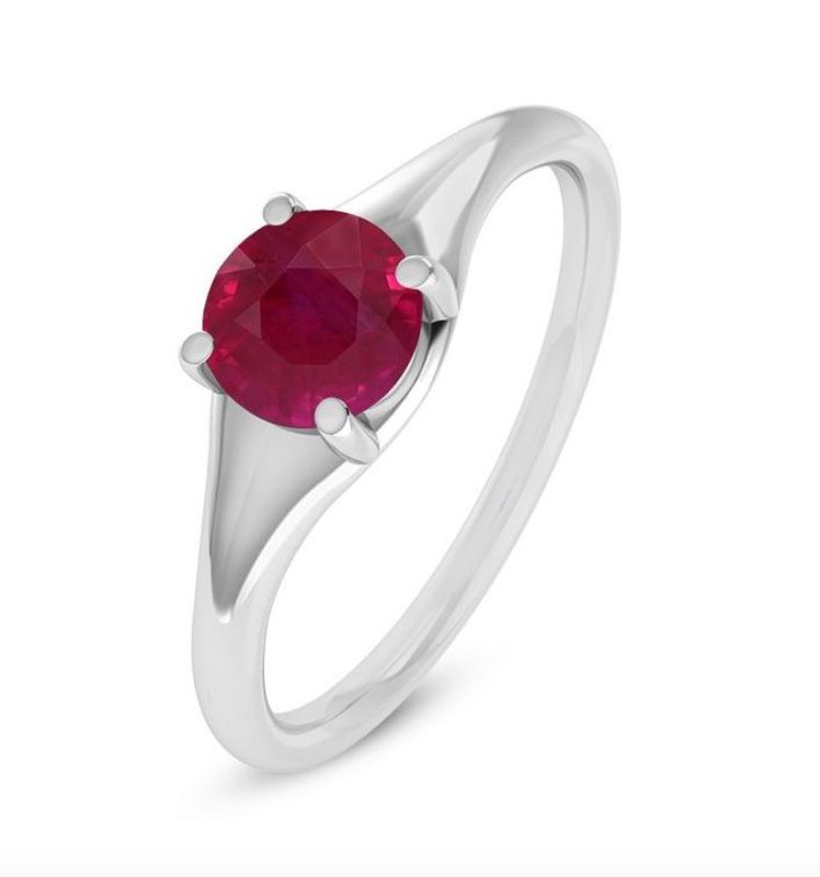 SILVER RUBY ROUND RING SIZE-7
