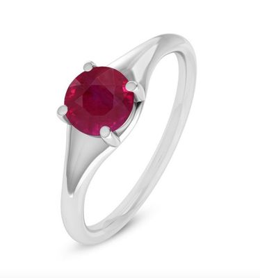 SILVER RUBY ROUND RING SIZE-7