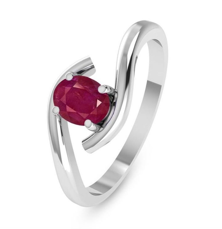 SILVER RUBY OVAL RING SIZE-7