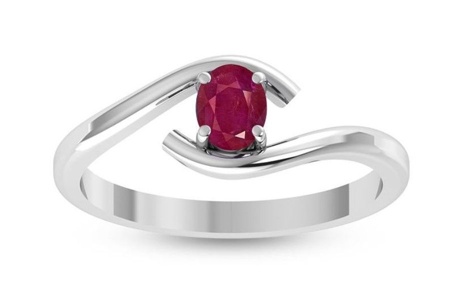 SILVER RUBY OVAL RING SIZE-7