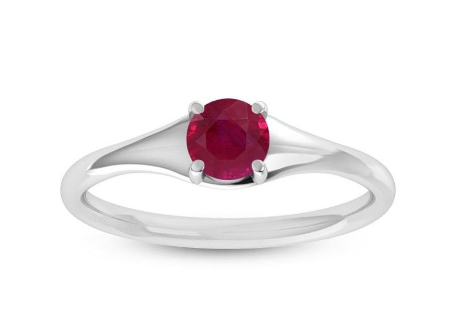 SILVER RUBY ROUND RING SIZE-7