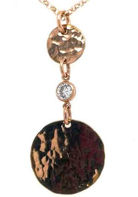 ROSE GOLD-FILLED HAMMERED &amp; CZ NECKLACE