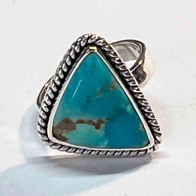 SILVER TURQUOISE TRIANGLE RING-ADJ