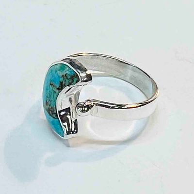 SILVER TURQUOISE MOON RING-ADJ