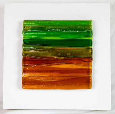 ABSTRACT WAVE I 8&quot;X8&quot; Fused Glass