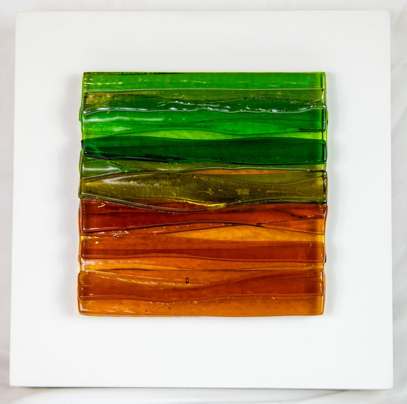ABSTRACT WAVE I 8&quot;X8&quot; Fused Glass