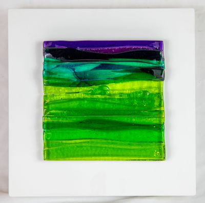 ABSTRACT WAVE III 8&quot;x8&quot; Fused Glass