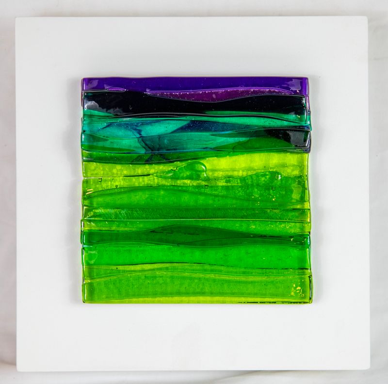 ABSTRACT WAVE III 8&quot;x8&quot; Fused Glass