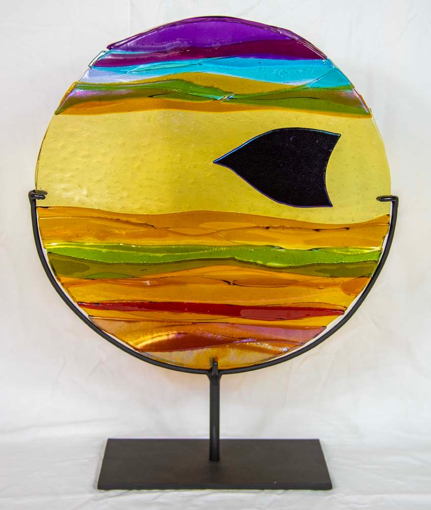 SUNLIGHT WAVES 16&quot; x 13&quot; x 4&quot;  Fused Glass