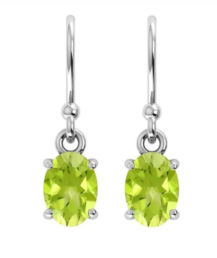 SILVER PERIDOT OVAL EARRINGS