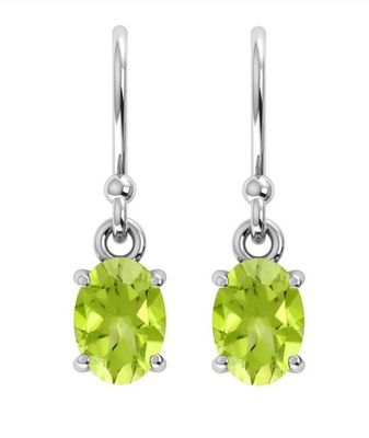 SILVER PERIDOT OVAL EARRINGS