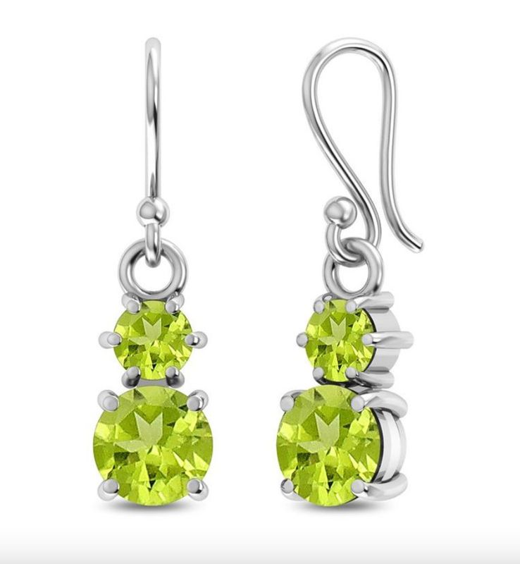 SILVER PERIDOT ROUND &amp; OVAL EARRINGS