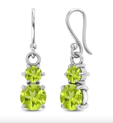 SILVER PERIDOT ROUND &amp; OVAL EARRINGS