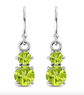 SILVER PERIDOT ROUND &amp; OVAL EARRINGS