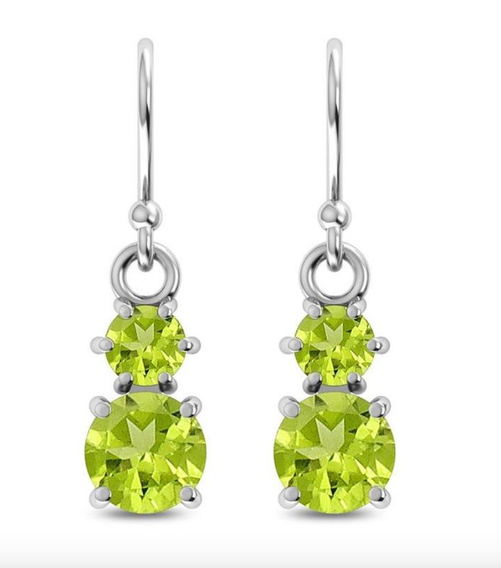 SILVER PERIDOT ROUND &amp; OVAL EARRINGS