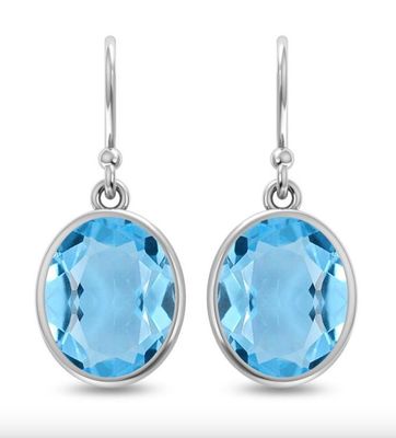 SILVER TOPAZ OVAL 12X10MM EARRINGS
