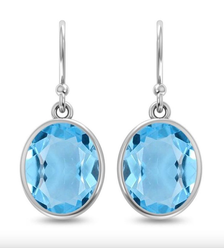 SILVER TOPAZ OVAL 12X10MM EARRINGS