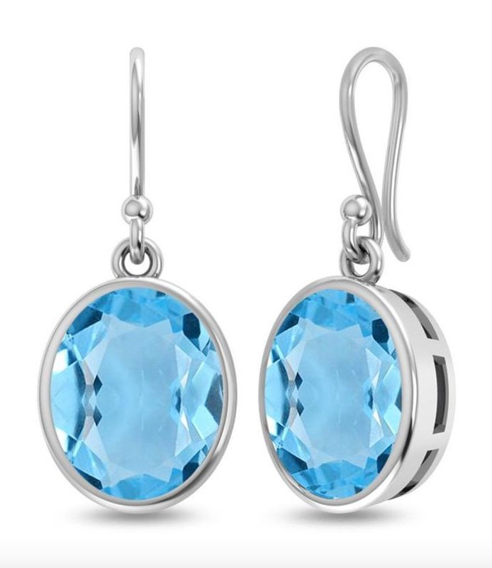 SILVER TOPAZ OVAL 12X10MM EARRINGS