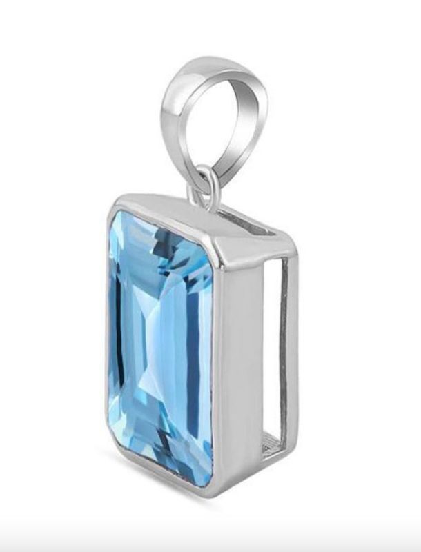 SILVER TOPAZ OCTAGON 12X16MM PENDANT