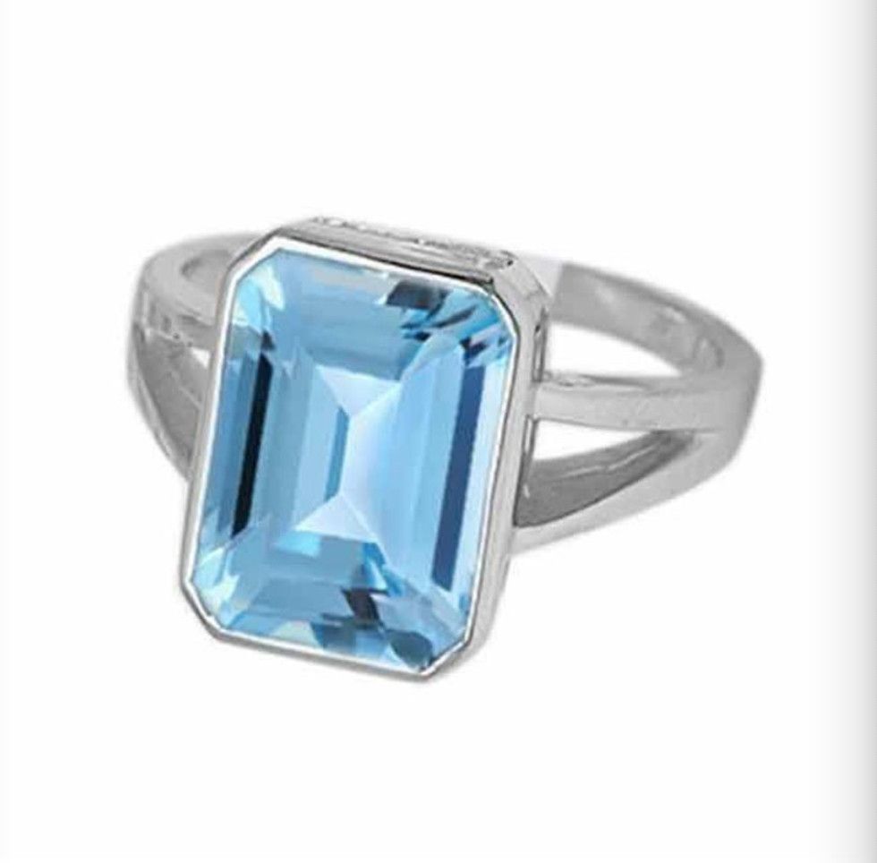 SILVER TOPAZ OCTAGON 10X14MM RING SIZE 8