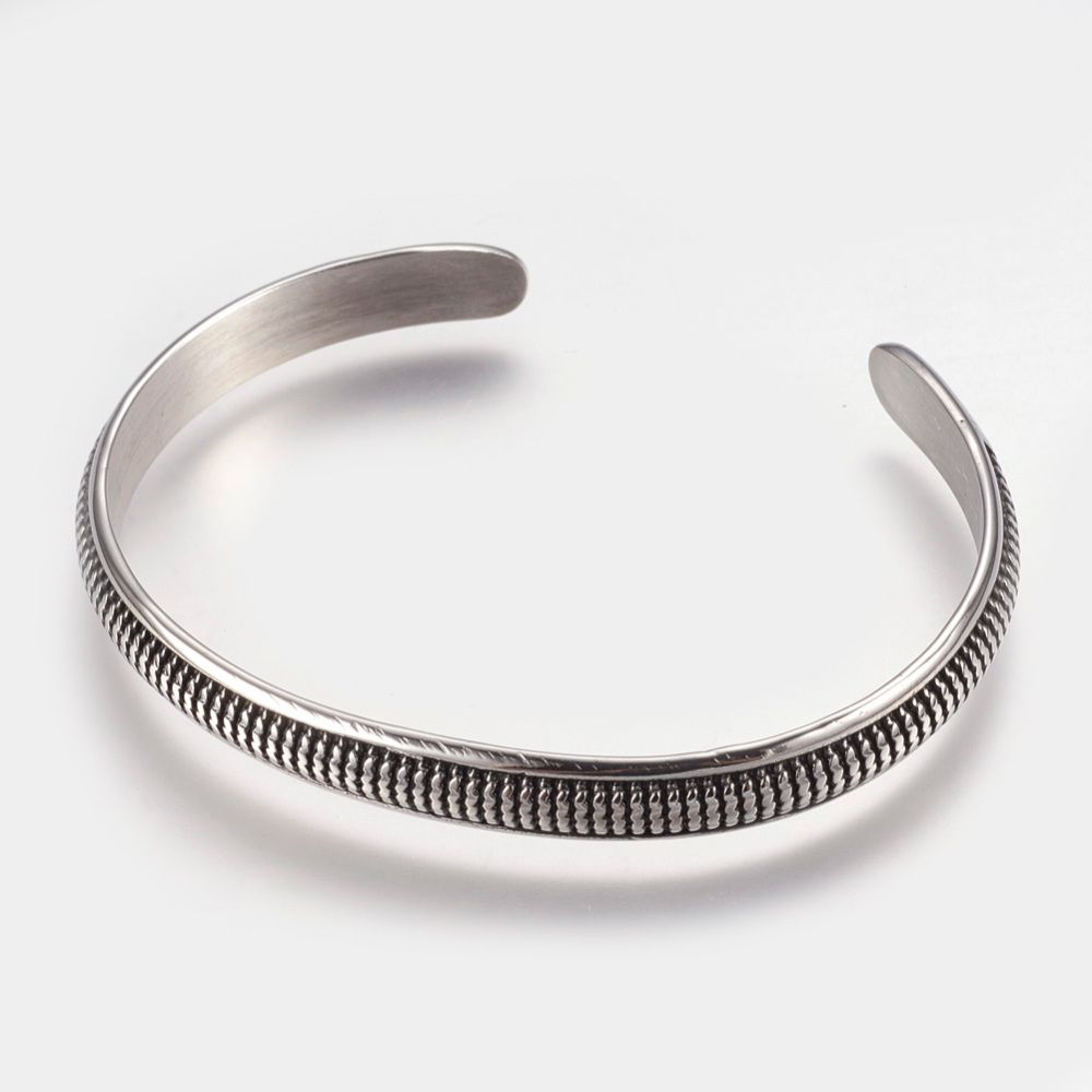 STAINLESS OXIDIZED CUFF BRACELET FJC52