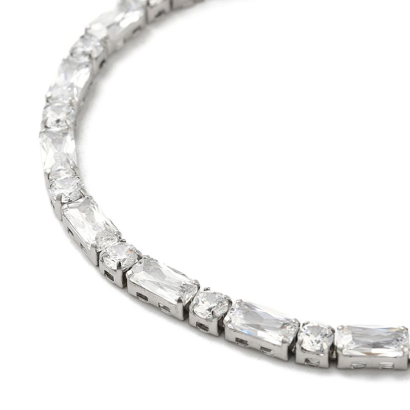 SILVER STAINLESS CZ TENNIS BRACELET FJB129
