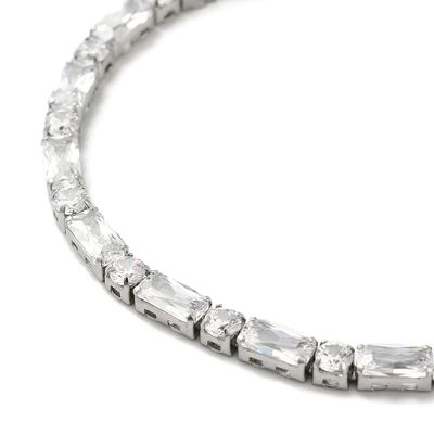 SILVER STAINLESS CZ TENNIS BRACELET FJB129