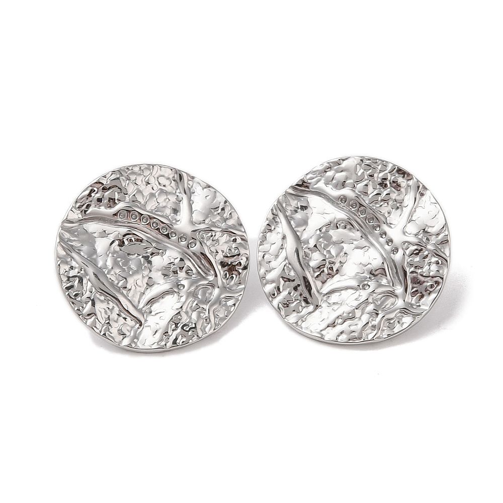 STAINLESS HAMMERED ROUND EARRINGS FJE228