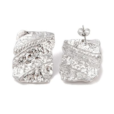 SILVER HAMMERED RECTANGLE EARRINGS FJE230