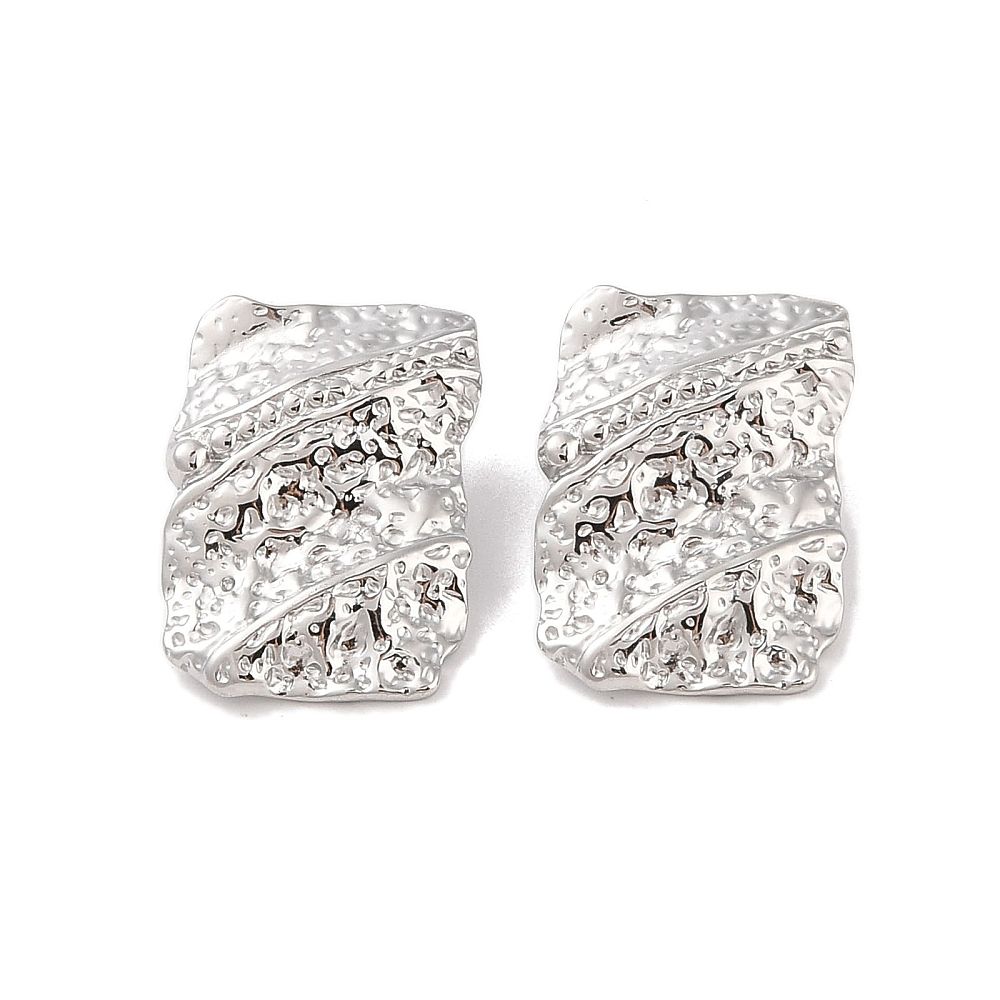 SILVER HAMMERED RECTANGLE EARRINGS FJE230