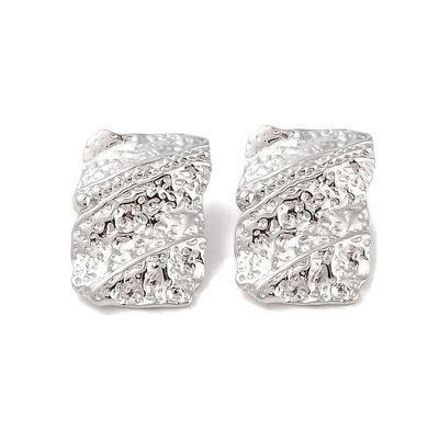 SILVER HAMMERED RECTANGLE EARRINGS FJE230