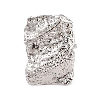 STAINLESS HAMMERED RECTANGLE CUFF RING FJR51-ADJ