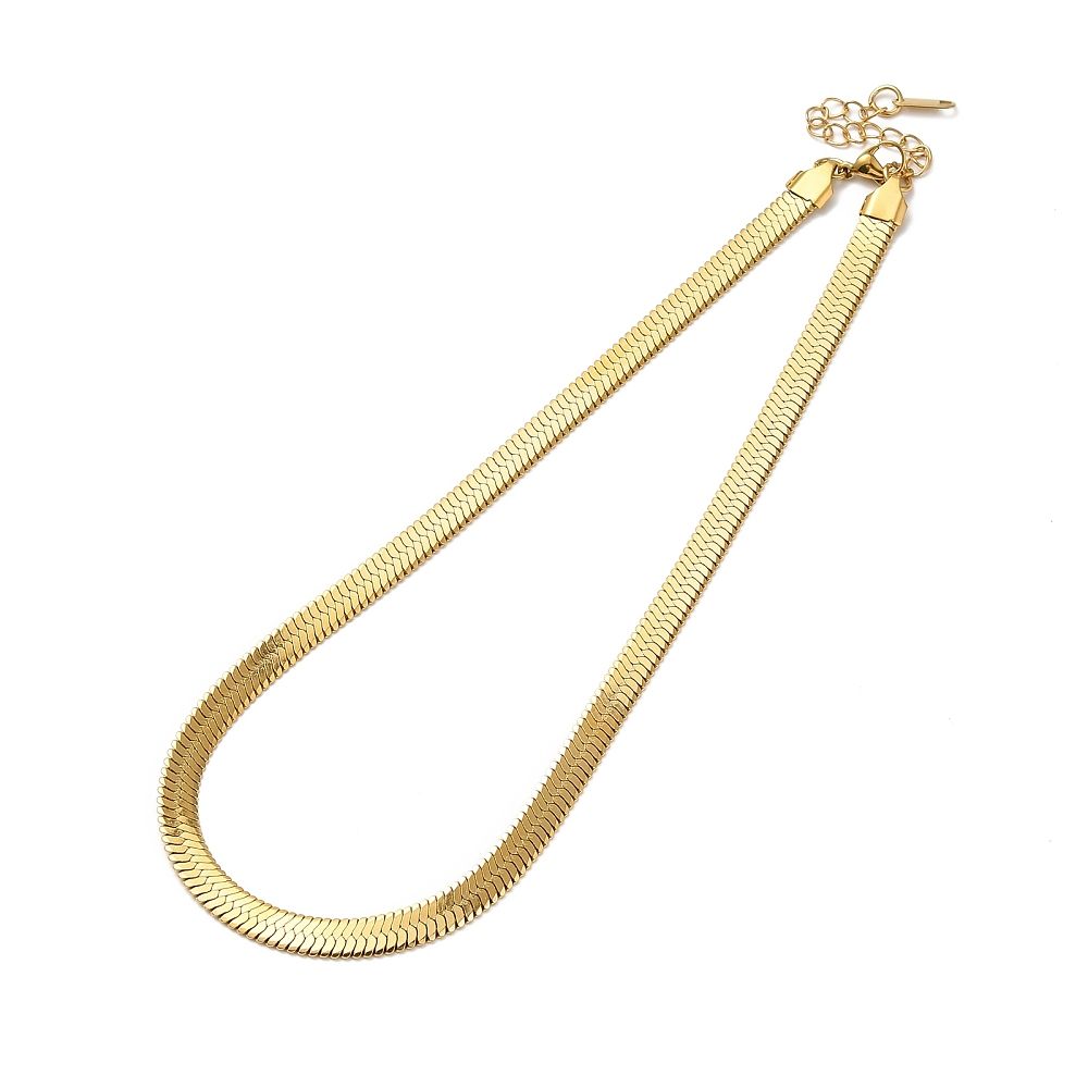 GOLD STAINLESS 6.5MM HERRINGBONE CHAIN FJN206
