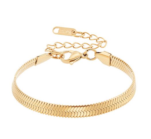 GOLD STAINLESS 5MM HERRINGBONE BRACELET FJB133