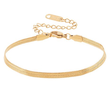GOLD STAINLESS 3MM HERRINGBONE BRACELET FJB131