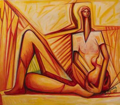 YOUNG LADY WITH GOURD 28" x 32"