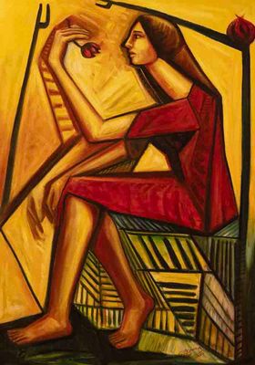 CONTEMPLATING A FLOWER 39&quot; x 27.5&quot;