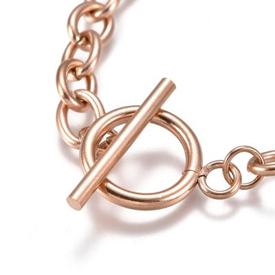 ROSE STAINLESS OVAL CHAIN BRACELET