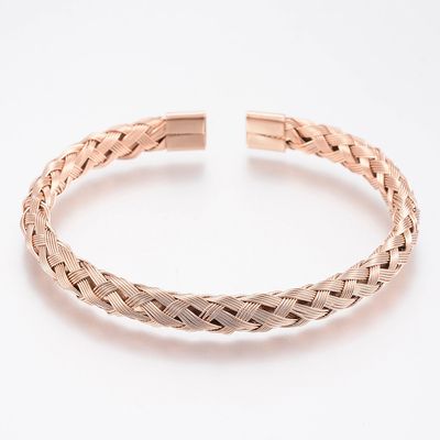 ROSE STAINLESS WOVEN BRAID CUFF BRACELET FJB141
