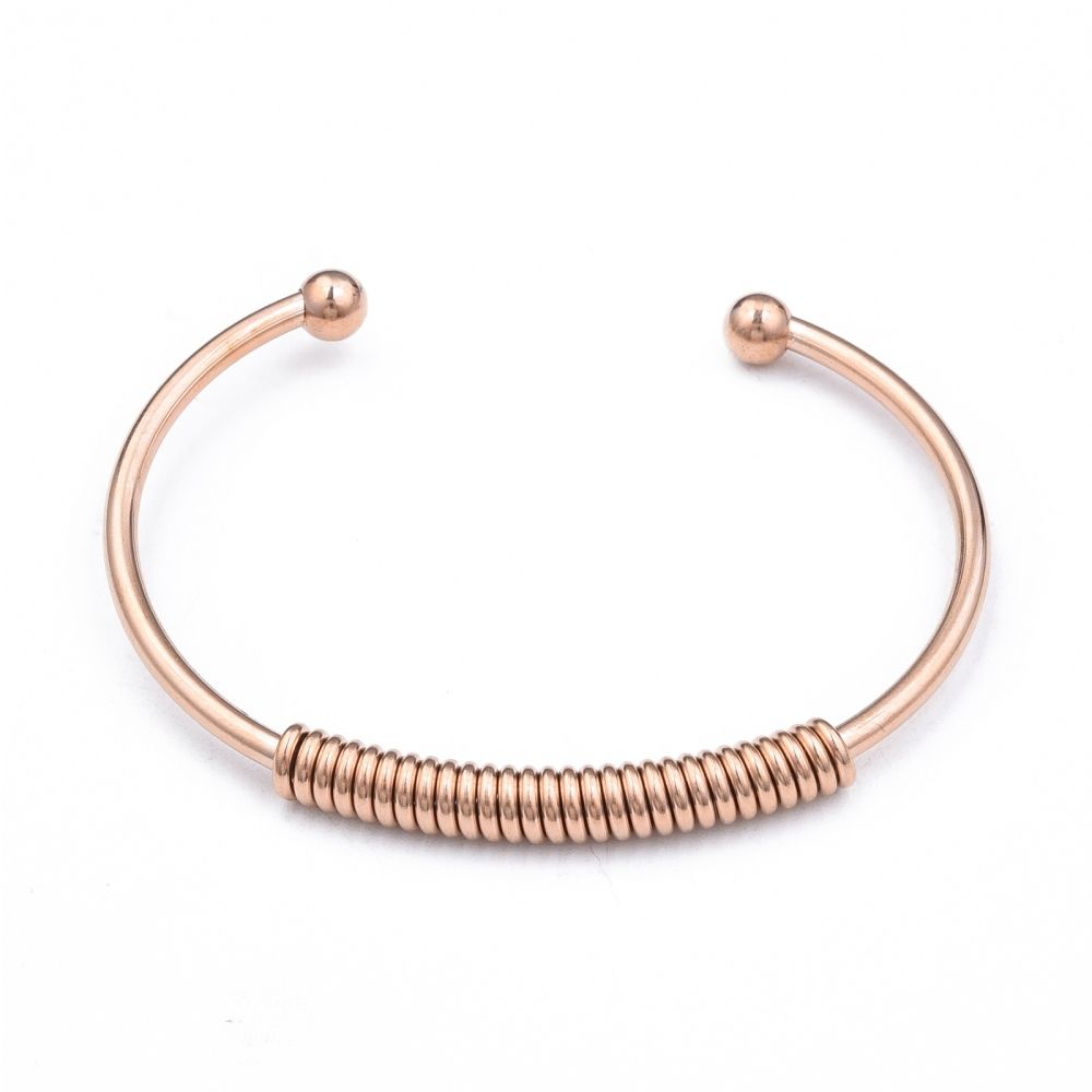 ROSE STAINLESS WOVEN SPRING CUFF BRACELET FJB140
