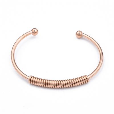 ROSE STAINLESS WOVEN SPRING CUFF BRACELET FJB140