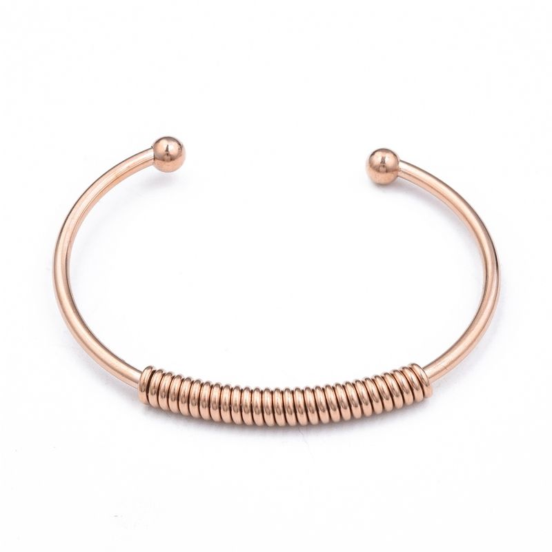 ROSE STAINLESS WOVEN SPRING CUFF BRACELET FJB140