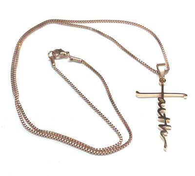 ROSE STAINLESS FAITH CROSS NECKLACE FJN216