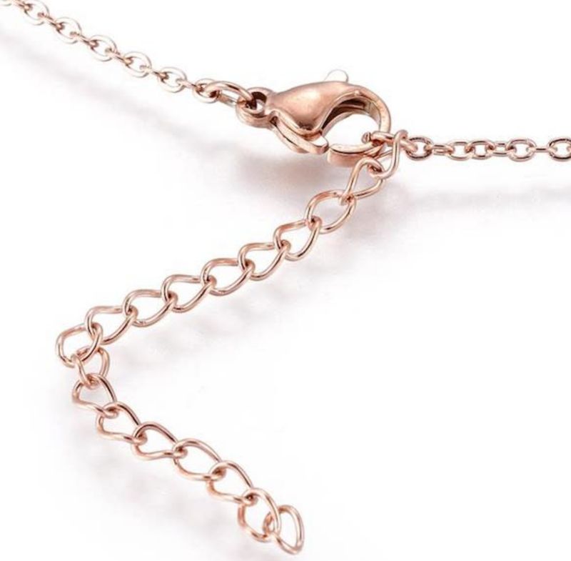 ROSE STAINLESS MOONSTONE &amp; CZ HEART NECKLACE