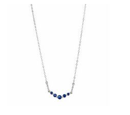 10K WHITE GOLD SAPPHIRES &amp; DIAMONDS NECKLACE
