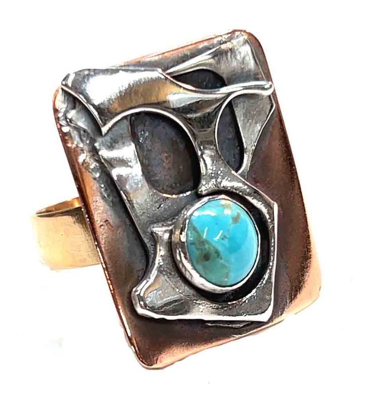 MIXED METALS TURQUOISE RING KAR34-9