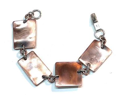 MIXED METALS ABSTRACT OVERLAY LINK BRACELET KAB82