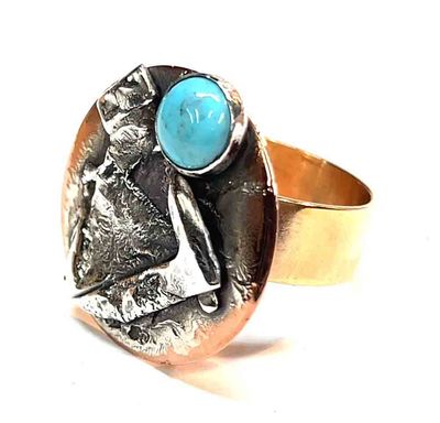 MIXED METALS TURQUOISE RING KAR35-10