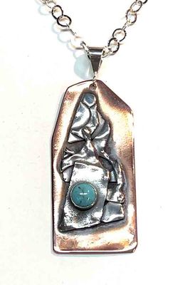 MIXED METALS TURQUOISE PENDANT KAP117