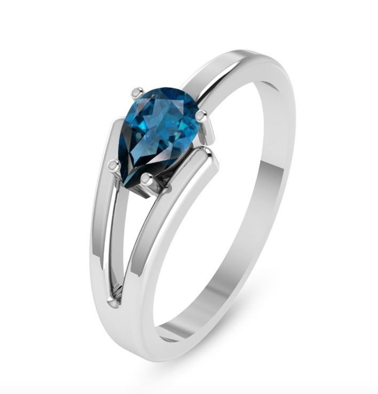 SILVER TOPAZ TEARDROP SPLIT RING